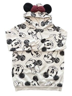 H&M Disney collab girls size 8 cosplay Mickey Minnie sketch hoodie W ears bow